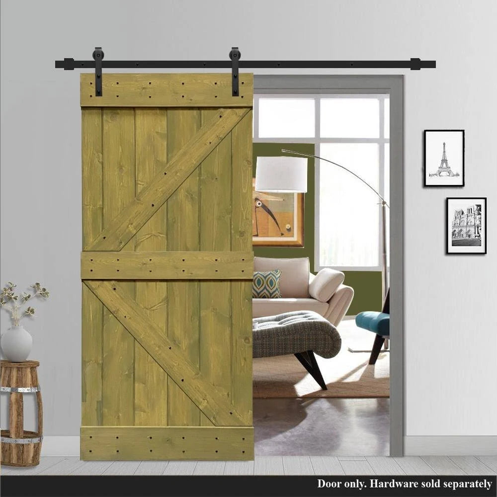 Stained Solid Pine Wood Interior Sliding Barn Door Z6420