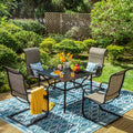 5 Pieces Outdoor Patio Dining Set with Textilene Chairs and Metal Table Y8546