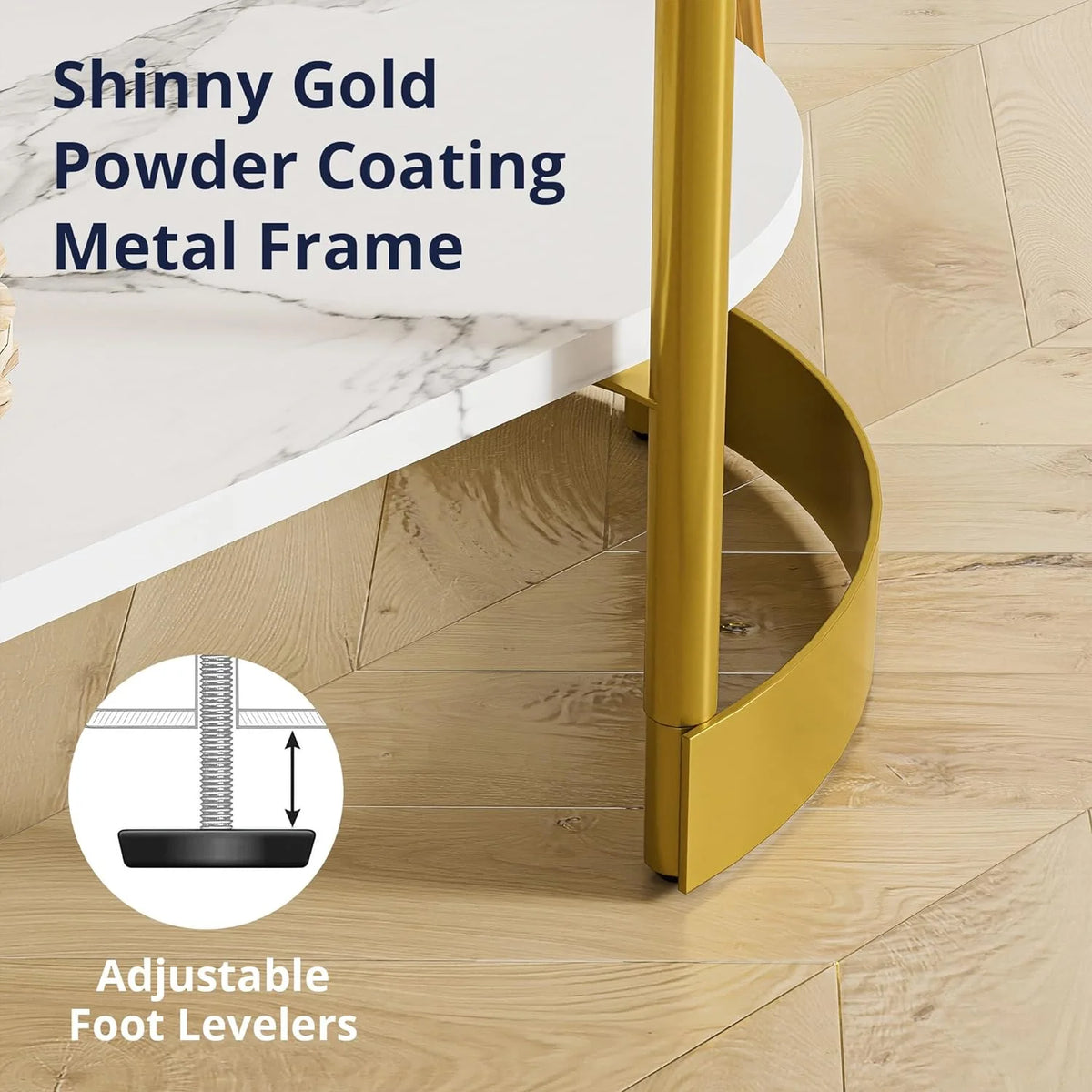 Gold 2-Tier Faux Marble Console Table T6847
