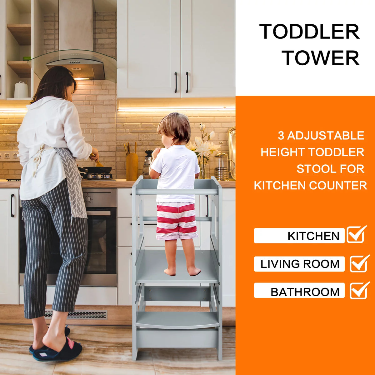 Wooden Adjustable Kids Step Stool I908