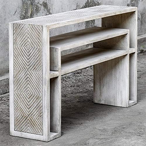 Bone White Carved Console Table G653955