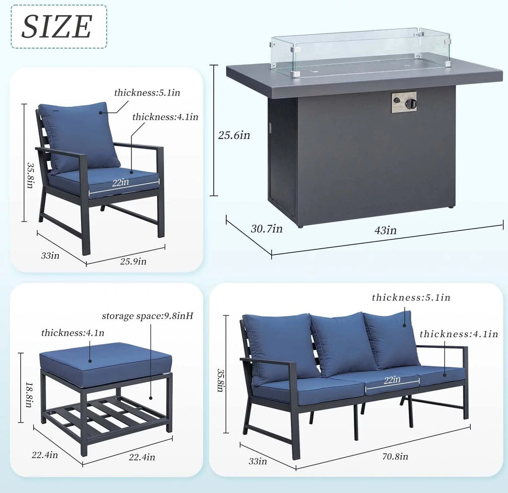 13 Pcs Aluminum Patio Furniture with Fire Pit B72359
