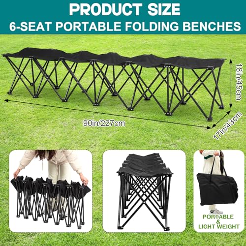Folding 6 Seats Portable Sports Team Bench with Storage Bag N8588