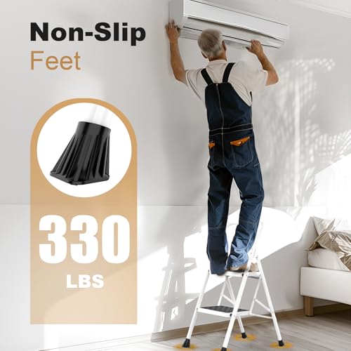 2 Step Folding Step Stool with Cushioned Handle White V193