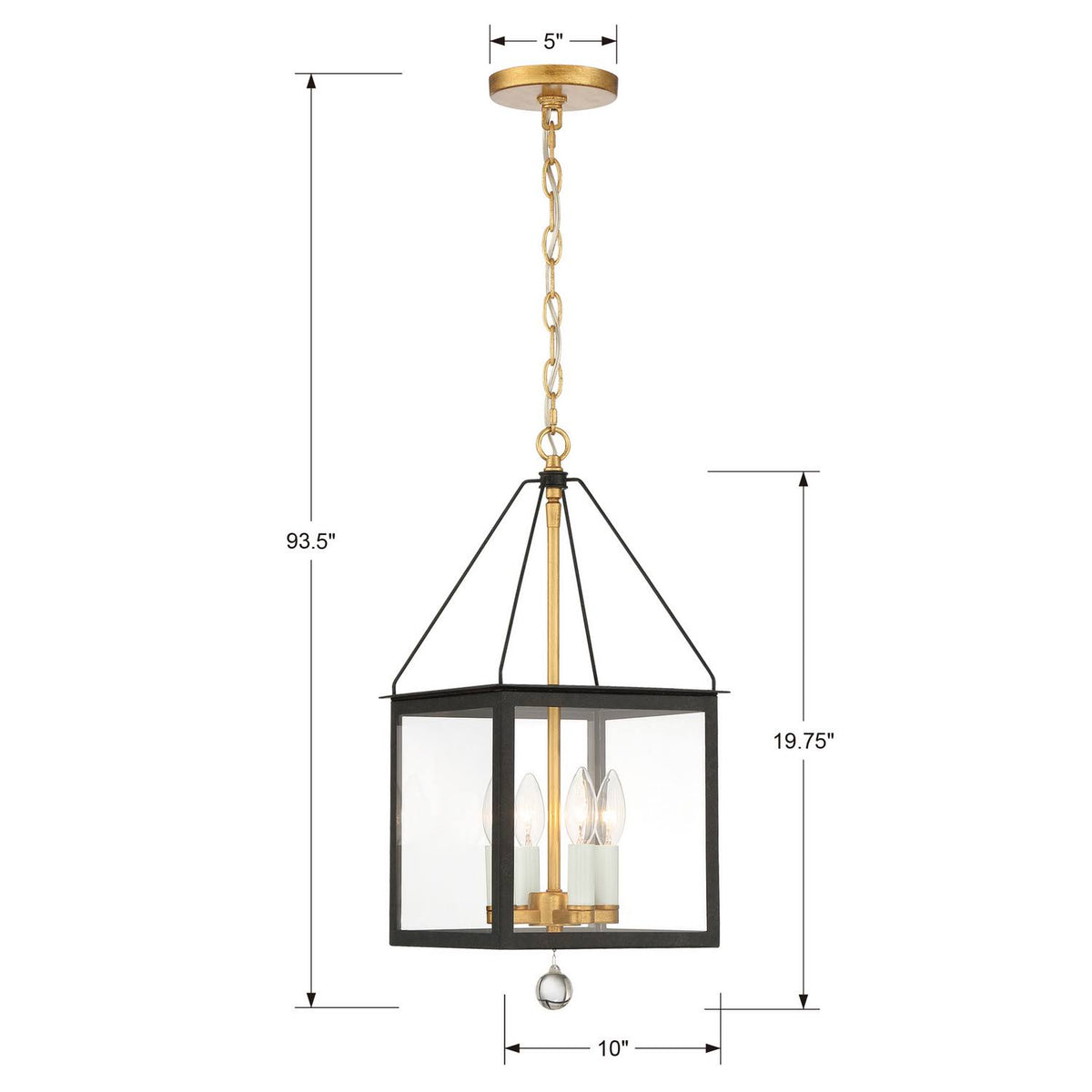 4-Light Black Antique Gold Lantern C455