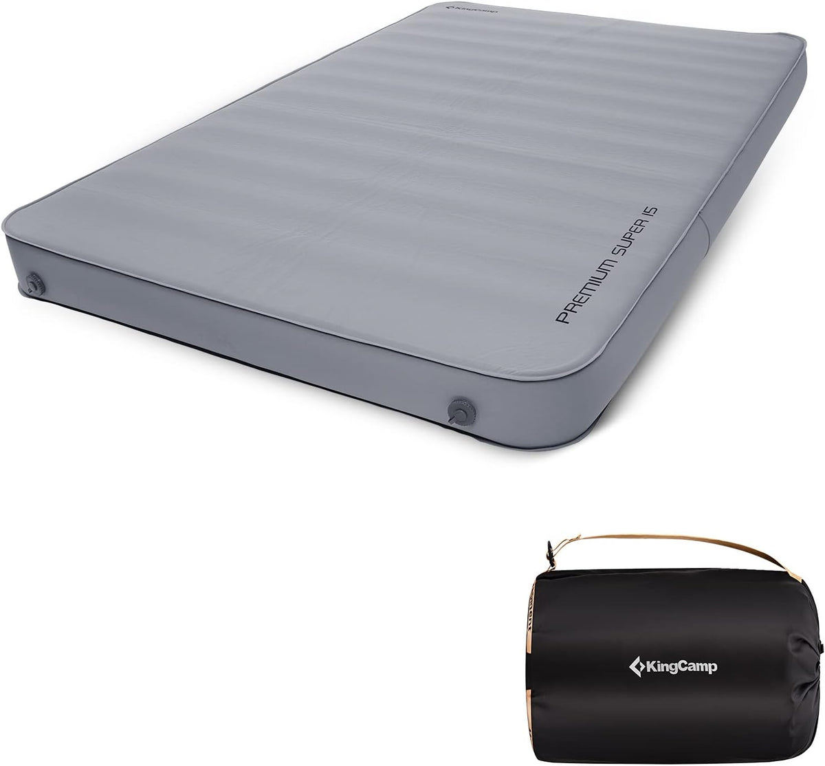 Queen Size Double Self Inflating Sleeping Pad with R Value 9.5, Grey P292283