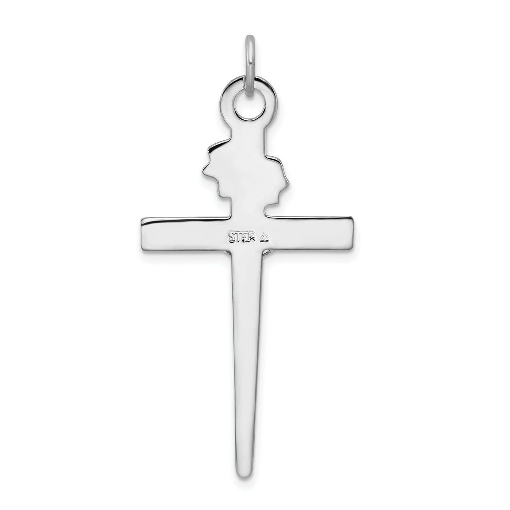 18K Gold Rhodium-Plated Sterling Silver Crucifix Charm Pendant with Sterling Silver Cable Chain Necklace O688690