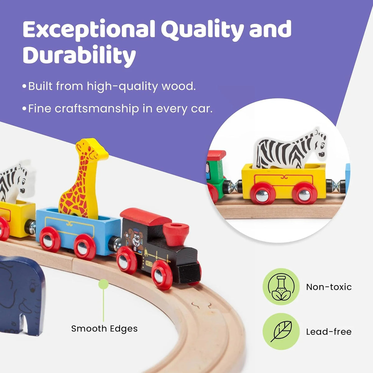7 Piece Wooden Animal Train Set T283672