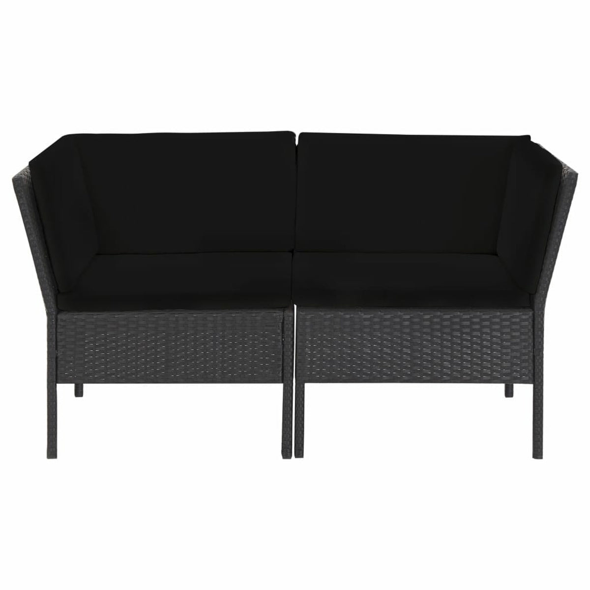 6 Piece Outdoor Conversation Set with Coffee Table Ottoman Black Poly Rattan Patio Sectional D292