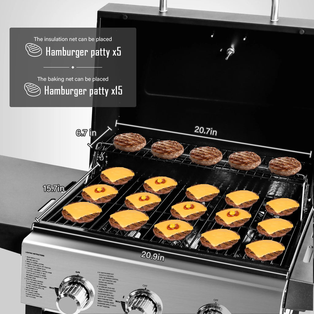 3 Burner Stainless Steel Propane Gas Grill R657