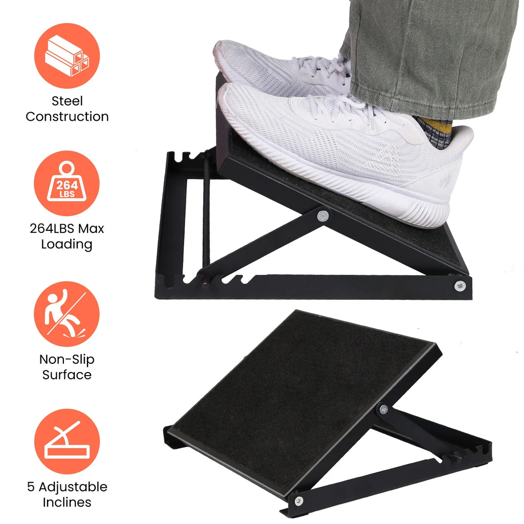 Steel Calf Stretcher Slant Board with 5 Adjustable Inclines Non-Slip Surface E103