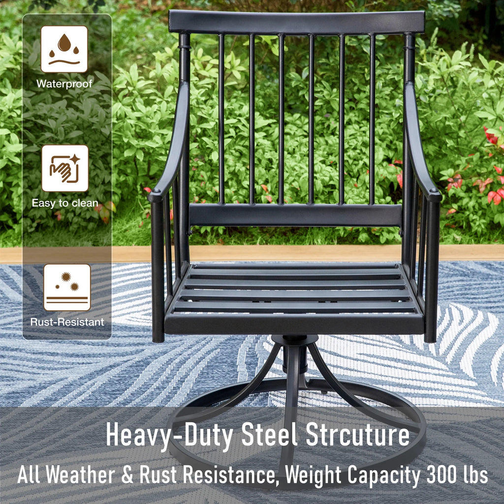 7-Piece Outdoor Dining Set with 6 Swivel Cushioned Chairs & Rectangular Table B175