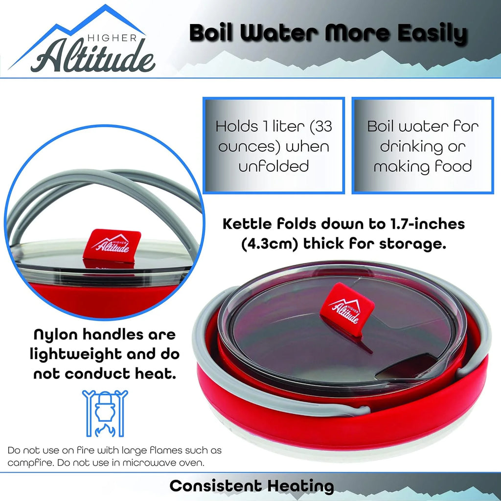 Collapsible 1L Red Travel Kettle I47574