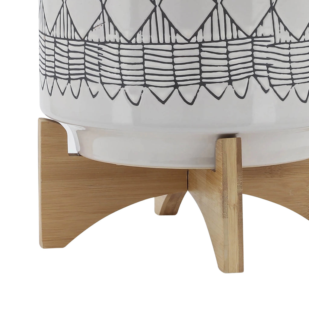 Ceramic Planter On Wooden Stand U733