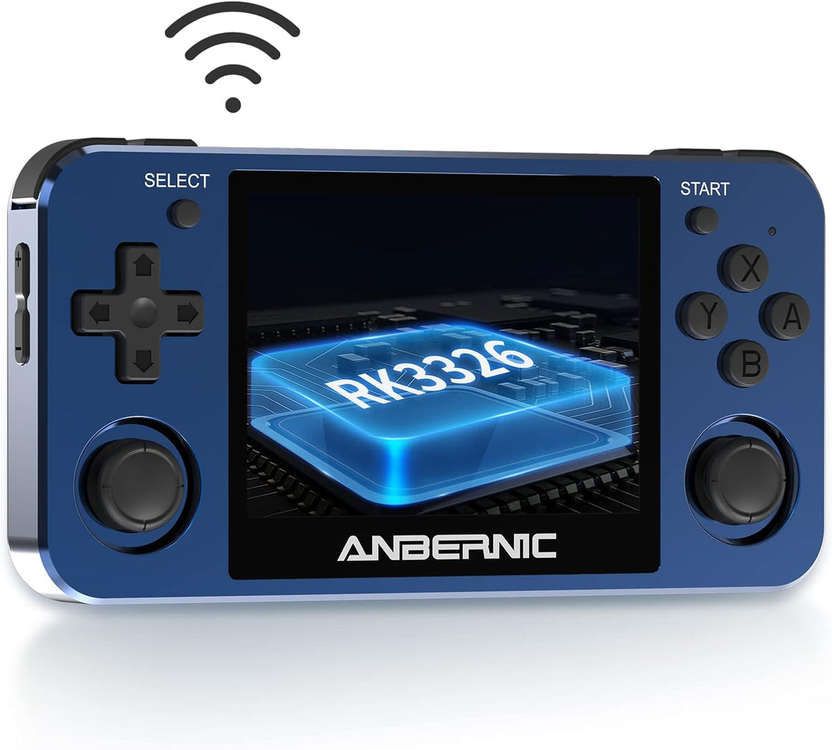 Handheld Game Console 3.5 Inch IPS Screen RK3326 Chip 64G TF Card 2500 Classic Games 3500mAh Battery (Blue) K93020