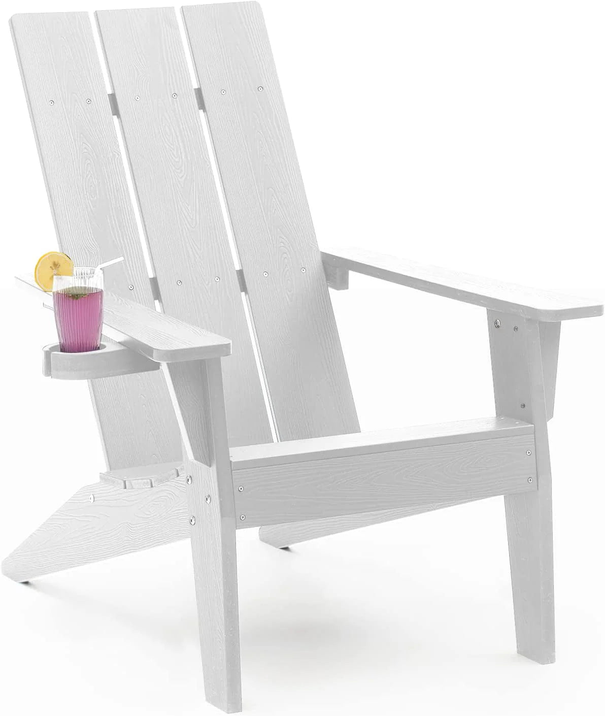 Black HIPS Adirondack Chair with Cup Holder, Set of 4 Z971127