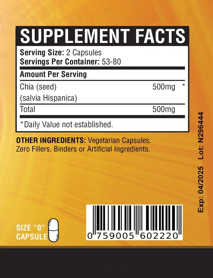 Chia Seeds 320 Vegetable Capsules B2983