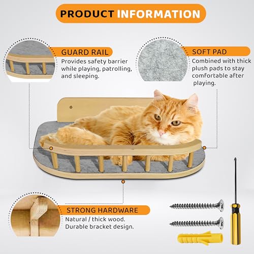 3 Steps Hardwood Cat Wall Shelves Q921